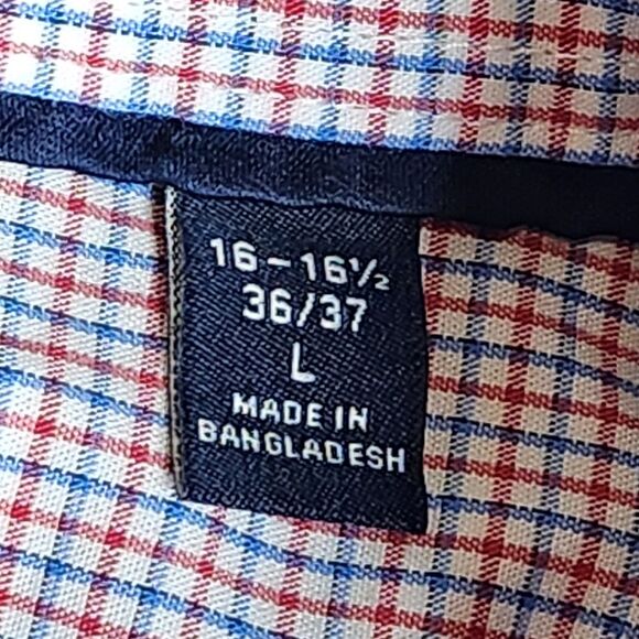 Tommy Hilfiger Red White Blue Check Button Down Shirt Men's Large - Picture 7 of 13